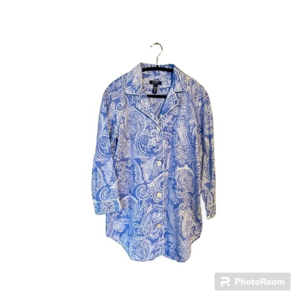Lauren Ralph Lauren Blue Paisley Sleep Shirt‎ Size Medium